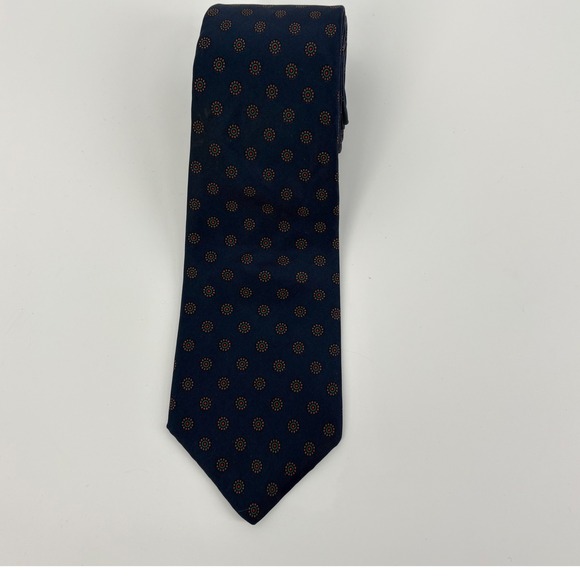 Liberty of London Mens Silk Navy Blue Micro Dot Pattern Necktie 58"x3" - Picture 2 of 4